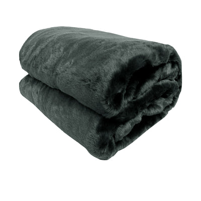 Faux Mink Throw Rug Charcoal-0