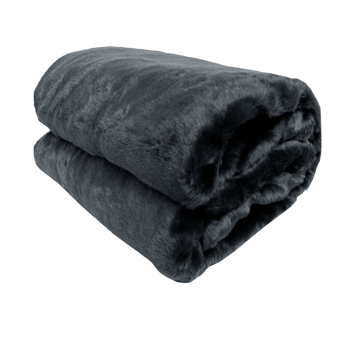 Titan Charcoal Faux Fur Throw Rug 127 x 152 cm-0