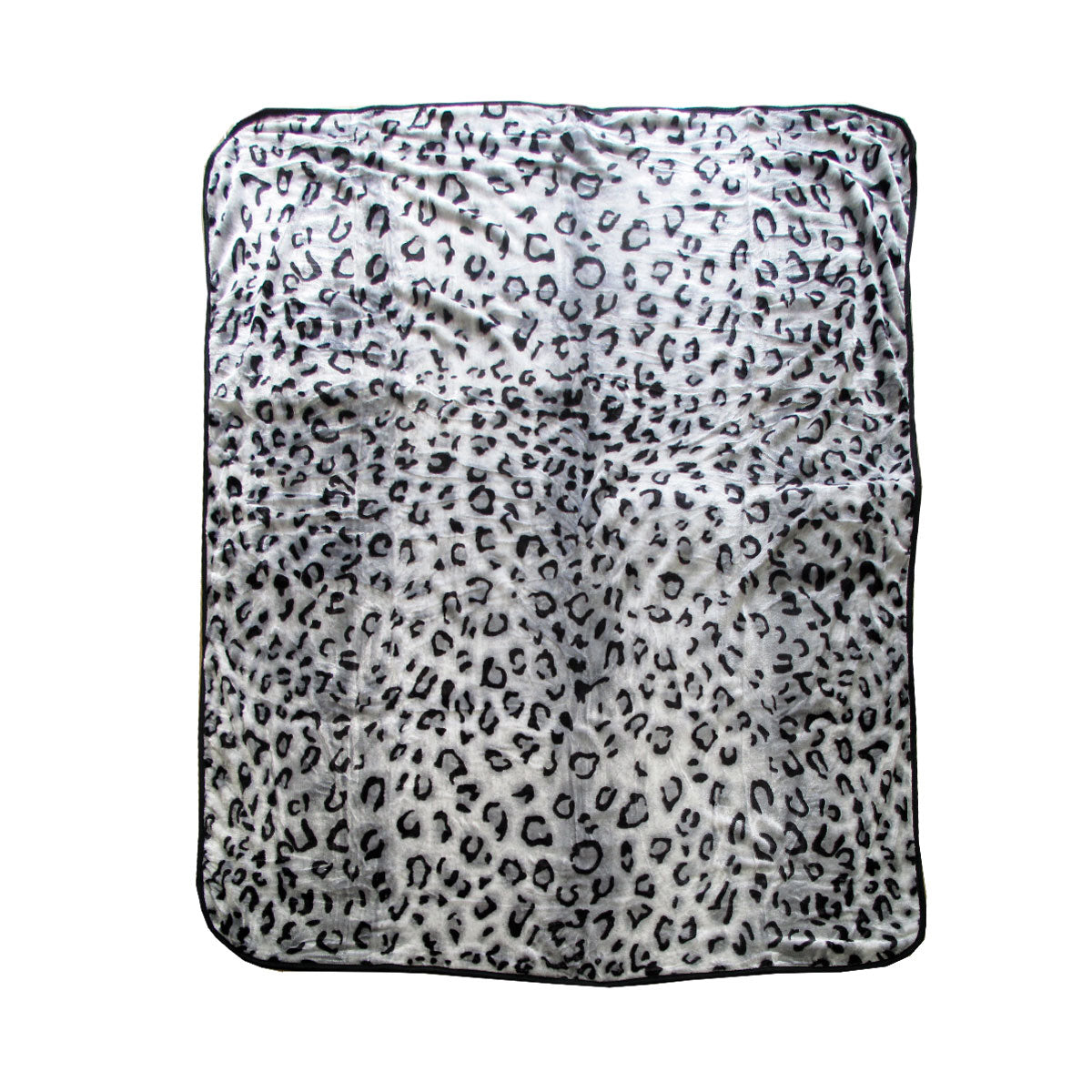 375gsm 1 Ply Animal Print Faux Mink Blanket Queen 200x240 cm Snow Leopard-0