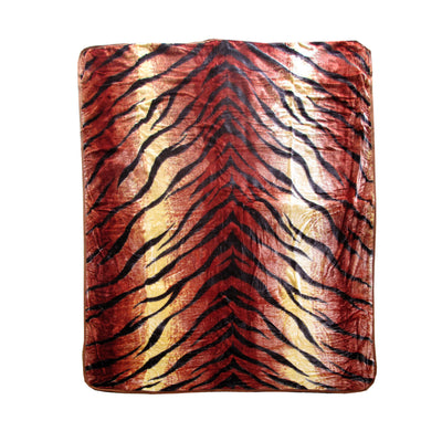 375gsm 1 Ply Animal Print Faux Mink Blanket Queen 200x240 cm Tiger-0