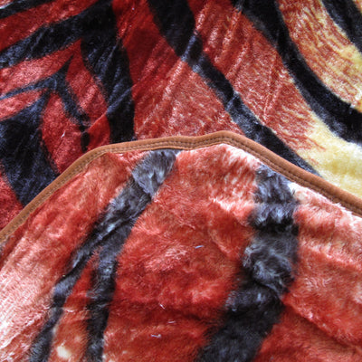 375gsm 1 Ply Animal Print Faux Mink Blanket Queen 200x240 cm Tiger-1