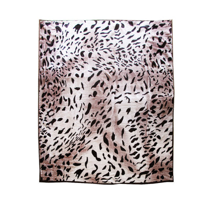 675gsm 2 Ply Animal Print Faux Mink Blanket Queen 200x240 cm Jaguar-0