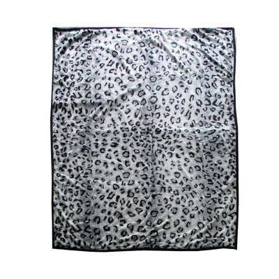 675gsm 2 Ply Animal Print Faux Mink Blanket Queen 200x240 cm Snow Leopard-0