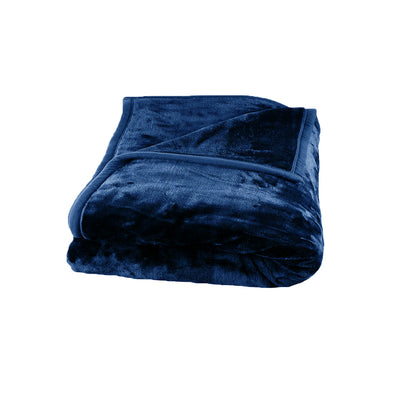 675gsm 2 Ply Solid Faux Mink Blanket Queen 200x240 cm Navy-0