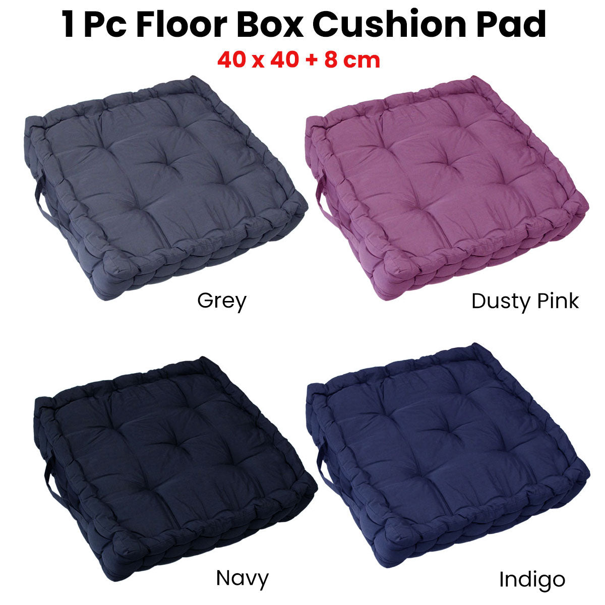 1 Pc Floor Box Cushion Pad 40 x 40+ 8 cm Navy-1