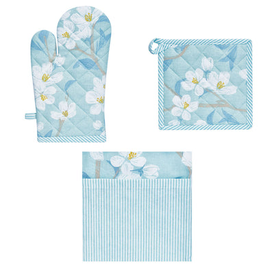 Set of 3 Renee Cotton Cover Kitchen Textile Sky Blue-0