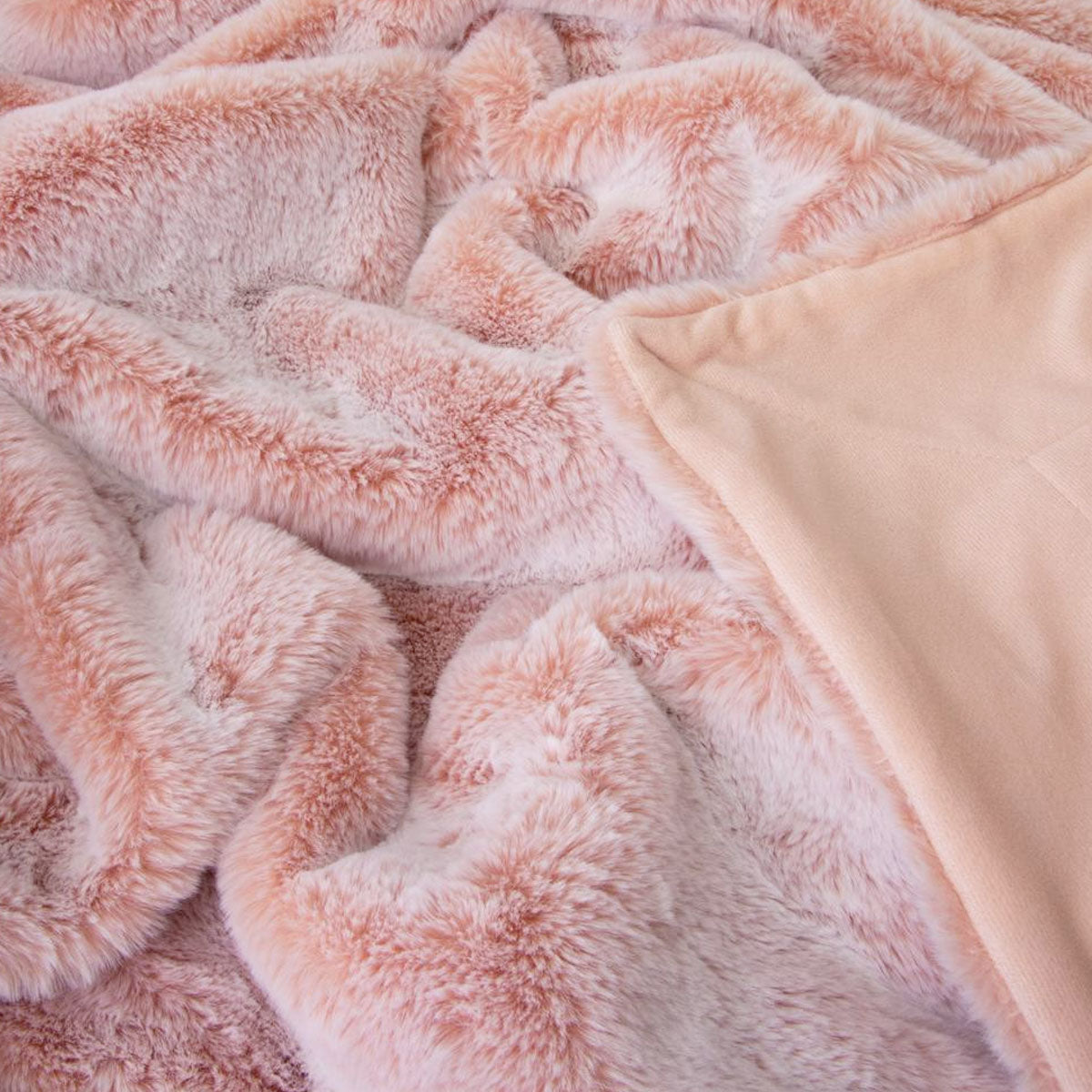 J Elliot Home Archie Soft Pink Faux Fur Throw Rug 130 x 160cm-2