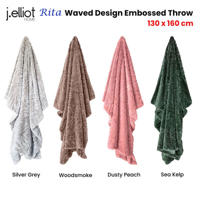 J Elliot Home Rita Dusty Peach Faux Mohair Throw Rug 130 x 160cm-1