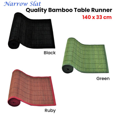 Narrow Slat Bamboo Table Runner 140 x 33cm Ruby-1