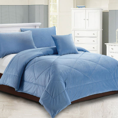 Georges Fine Linens Carrington Quilt / Comforter Set Chambray Blue Super King-0