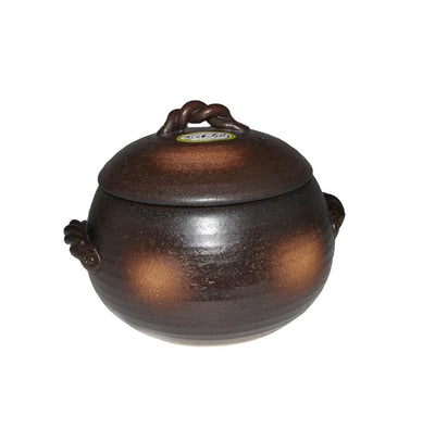 Japanese Yorozufuru-sho Brown Donabe Chestnut 3# Rice Clay Pot  - Made in Japan - 1.7L-0