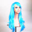 70cm Wavy Curly Sleek Full Hair Lady Wigs w Side Bangs Cosplay Costume Womens, Aqua-0