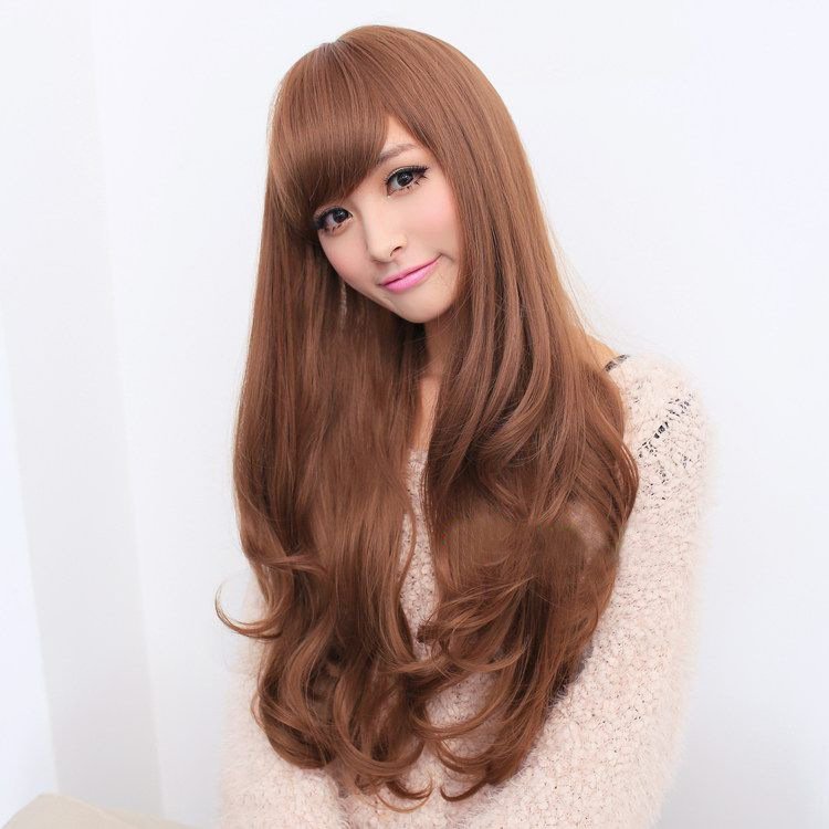 Long Wavy Curly Full Hair Wigs w Side Bangs Cosplay Costume Fancy Anime Womens, Black-2