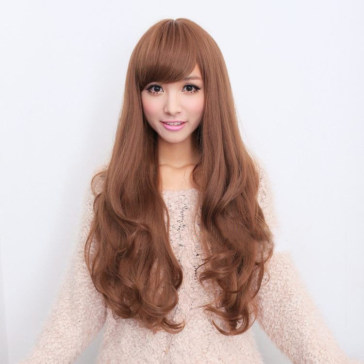 Long Wavy Curly Full Hair Wigs w Side Bangs Cosplay Costume Fancy Anime Womens, Black-4