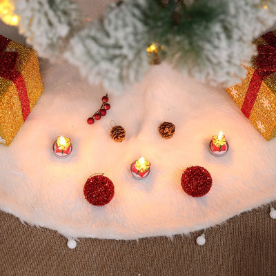 60/78/90/122cm Christmas Snow Plush Tree Skirt Xmas Base Floor Mat Cover Decor, 122cm (48")-1