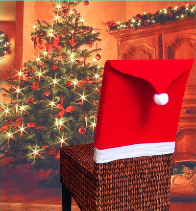 Christmas Chair Covers Tablecloth Runner Decoration Xmas Dinner Party Santa Gift, 8x Chair Covers-0