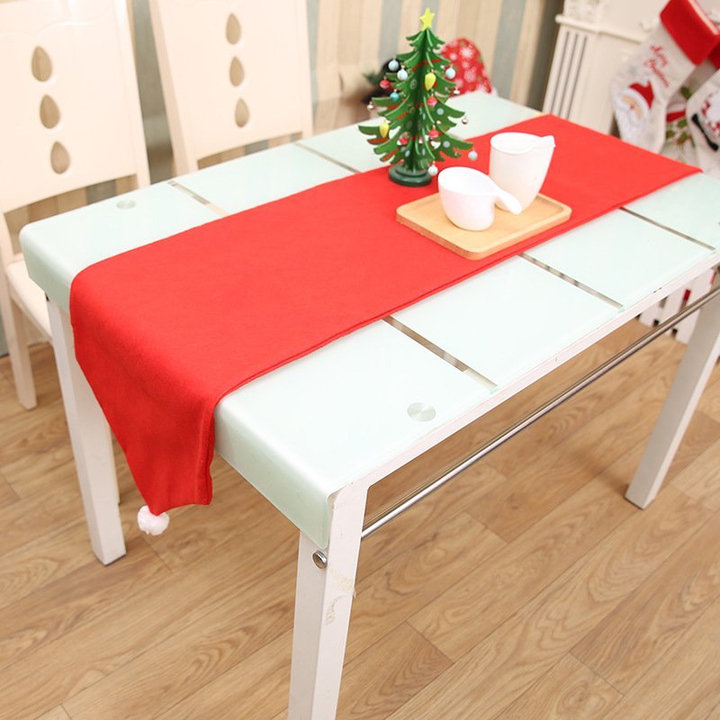 6-10x Christmas Santa Hat Chair Covers Table Cloth Dinner Home Décor Ornaments, Table Runner (34x176 cm)-0