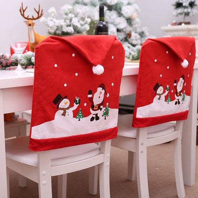 6-10x Christmas Santa Hat Chair Covers Table Cloth Dinner Home Décor Ornaments, Table Runner (34x176 cm)-1