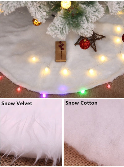 60/78/90/122cm Christmas Snow Plush Tree Skirt Xmas Base Floor Mat Cover Decor, 150cm (59")-0