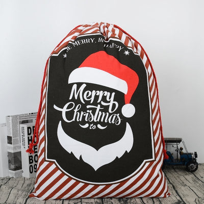 50x70cm Canvas Hessian Christmas Santa Sack Xmas Stocking Reindeer Kids Gift Bag, Red - Smile Santa-0