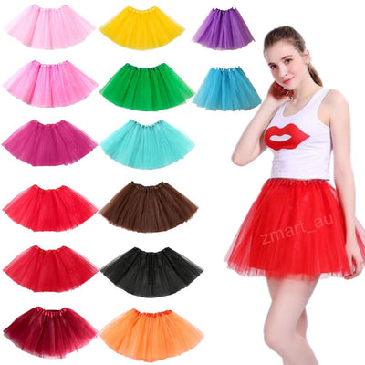 New Adults Tulle Tutu Skirt Dressup Party Costume Ballet Womens Girls Dance Wear, Rainbow_H (6 Layers), Kids-1