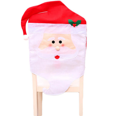 6x Christmas Cute Lady Santa Hat Chair Covers Dinner Home Décor Ornaments Gift, Mr Santa-0