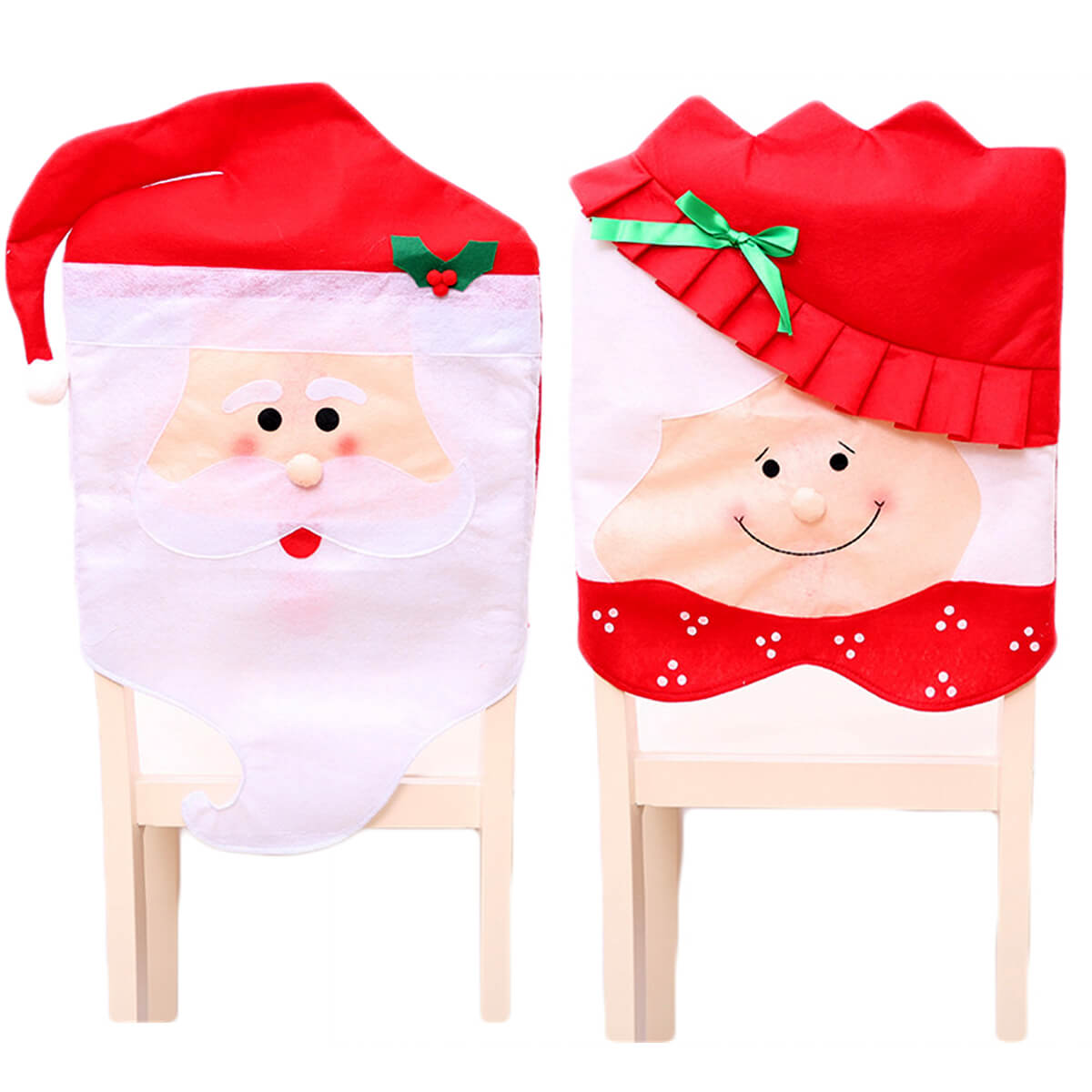 6x Christmas Cute Lady Santa Hat Chair Covers Dinner Home Décor Ornaments Gift, Mr Santa-1