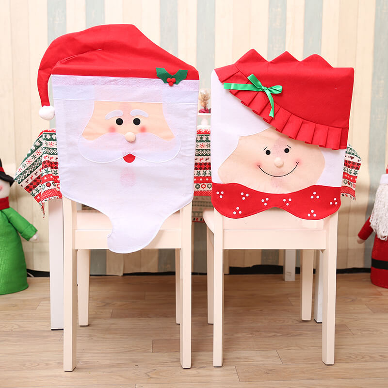 6x Christmas Cute Lady Santa Hat Chair Covers Dinner Home Décor Ornaments Gift, Mr Santa-2