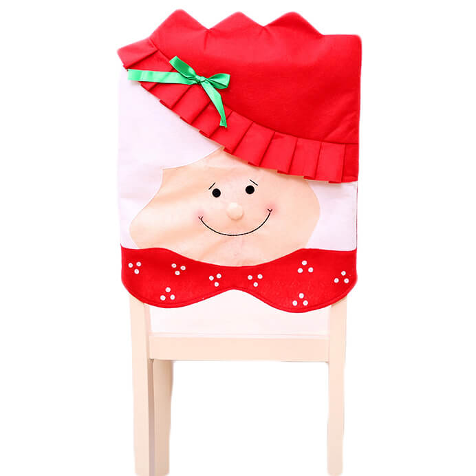 6x Christmas Cute Lady Santa Hat Chair Covers Dinner Home Décor Ornaments Gift, Mrs Santa-0