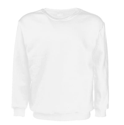 New Adult Unisex Plain Pullover Fleece Jumper Mens Long Sleeve Crew Neck Sweater, White, 5XL-0