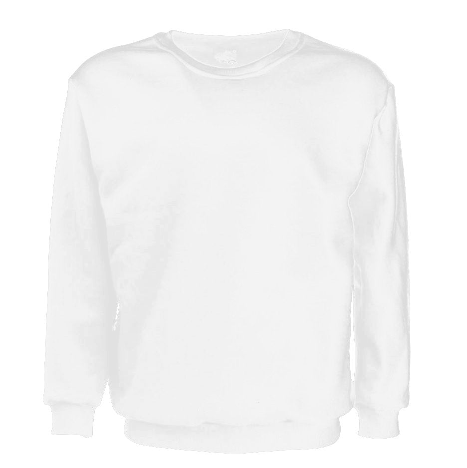 New Adult Unisex Plain Pullover Fleece Jumper Mens Long Sleeve Crew Neck Sweater, White, 6XL-0