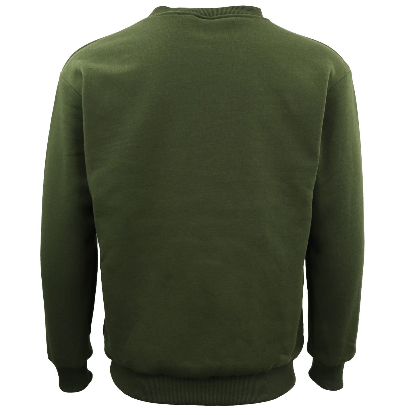 New Adult Unisex Plain Pullover Fleece Jumper Mens Long Sleeve Crew Neck Sweater, Olive, 3XL-6