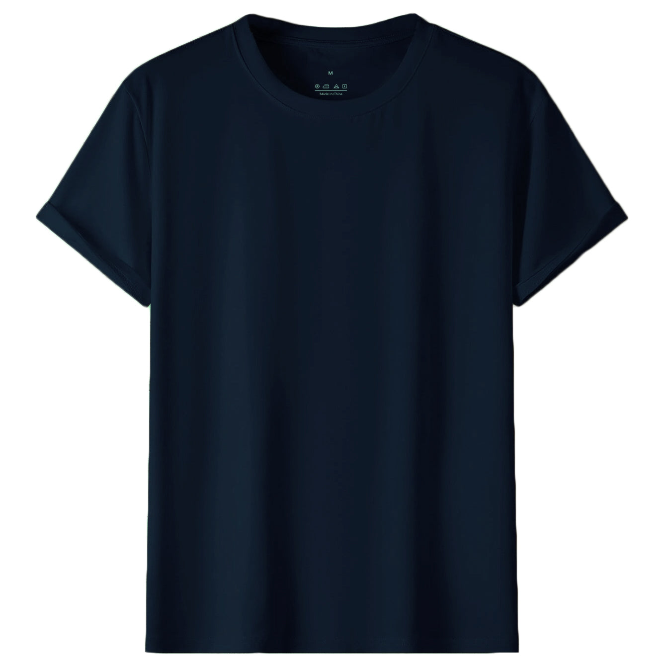 Adult 100% Cotton T-Shirt Unisex Men's Basic Plain Blank Crew Tee Tops Shirts, Navy, L-0