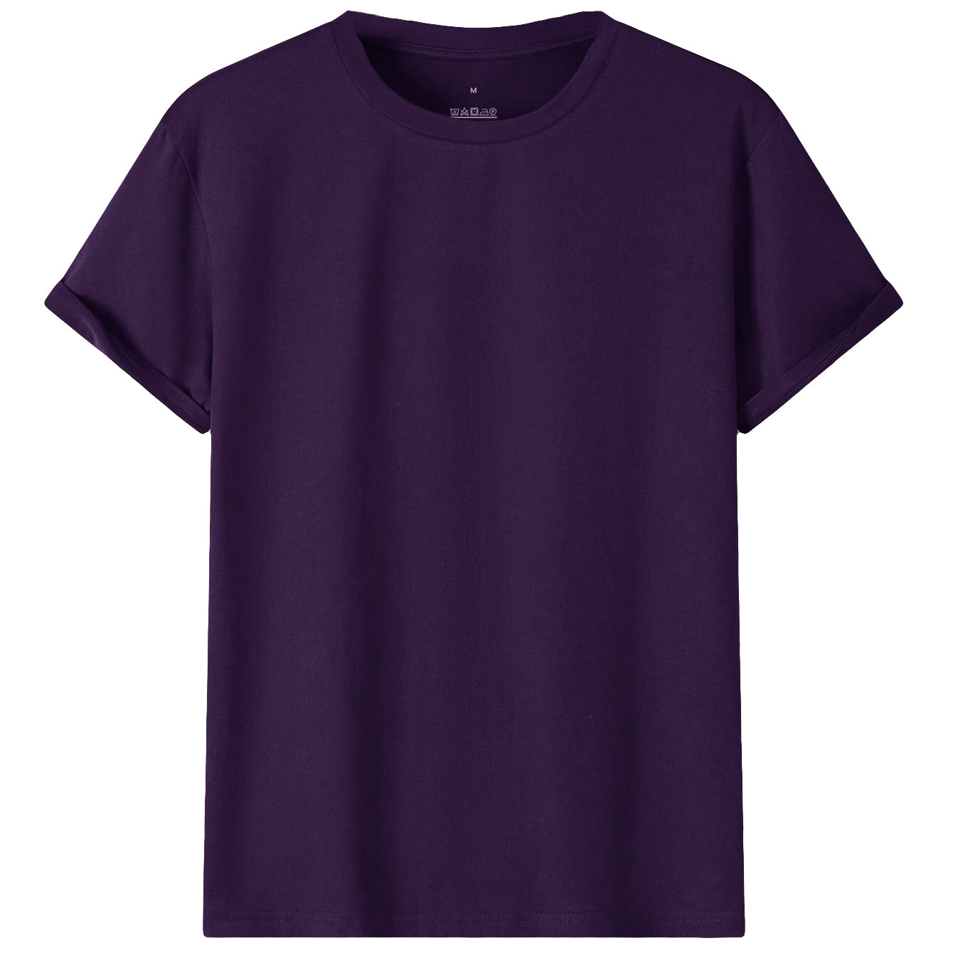 Adult 100% Cotton T-Shirt Unisex Men's Basic Plain Blank Crew Tee Tops Shirts, Purple, L-0