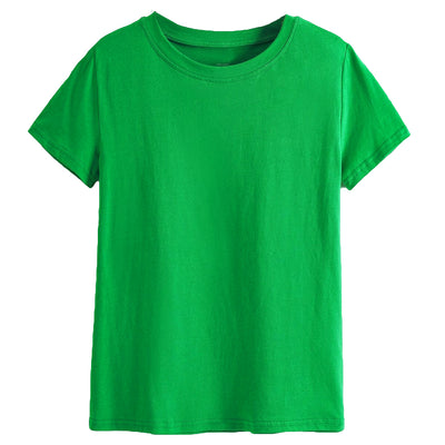 Adult 100% Cotton T-Shirt Unisex Men's Basic Plain Blank Crew Tee Tops Shirts, Green, S-0