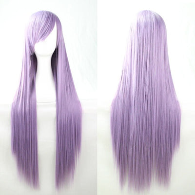 New 80cm Straight Sleek Long Full Hair Wigs w Side Bangs Cosplay Costume Womens, Light Purple-0