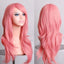 70cm Wavy Curly Sleek Full Hair Lady Wigs w Side Bangs Cosplay Costume Womens, Pink-0