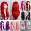 70cm Wavy Curly Sleek Full Hair Lady Wigs w Side Bangs Cosplay Costume Womens, Pink-1