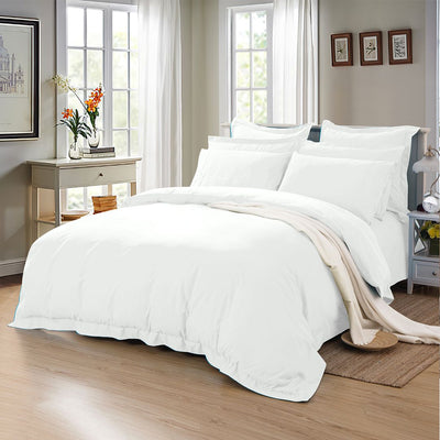 1000TC Tailored Double Size White Duvet Quilt Cover Set-1