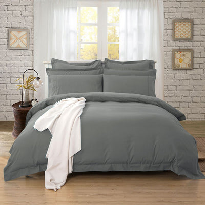 1000TC Tailored Double Size Quilt/Duvet Cover Set - Charcoal-0