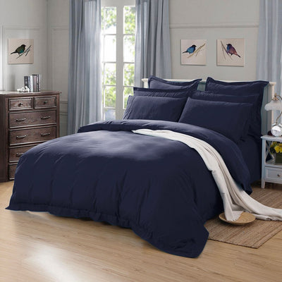 1000TC Tailored Double Size Quilt/Duvet Cover Set - Midnight Blue-1