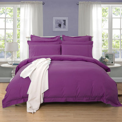 1000TC Tailored Double Size Purple Duvet Quilt Cover Set-0