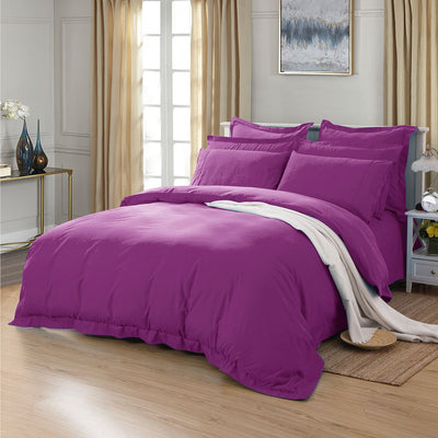 1000TC Tailored Double Size Purple Duvet Quilt Cover Set-1