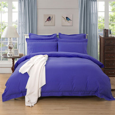 1000TC Tailored Double Size Royal Blue Duvet Quilt Cover Set-0