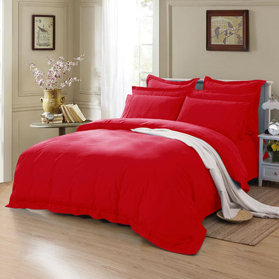 1000TC Tailored Double Size Red Duvet Quilt Cover Set-1