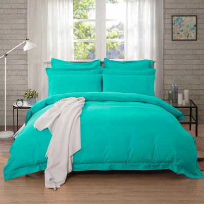 1000TC Tailored Double Size Teal Duvet Quilt Cover Set-0