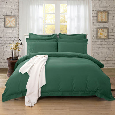 1000TC Tailored King Size Quilt/Duvet Cover Set - Dark Green-0