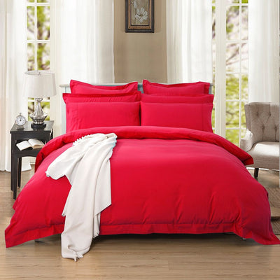 1000TC Tailored King Size Red Duvet Quilt Cover Set-0