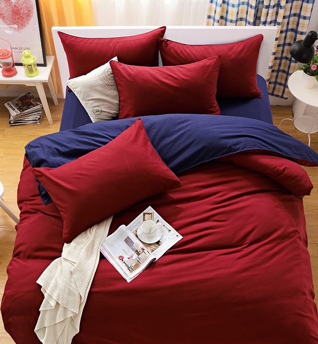 1000TC Reversible King Size Blue and Red Duvet Quilt Cover Set-2