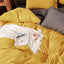 1000TC Reversible King Size Yellow and Grey Duvet Quilt Cover Set-1